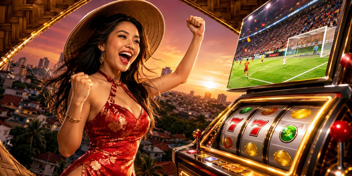 Người chơi Slot game tại Buôn Ma Thuột với nón lá truyền thống