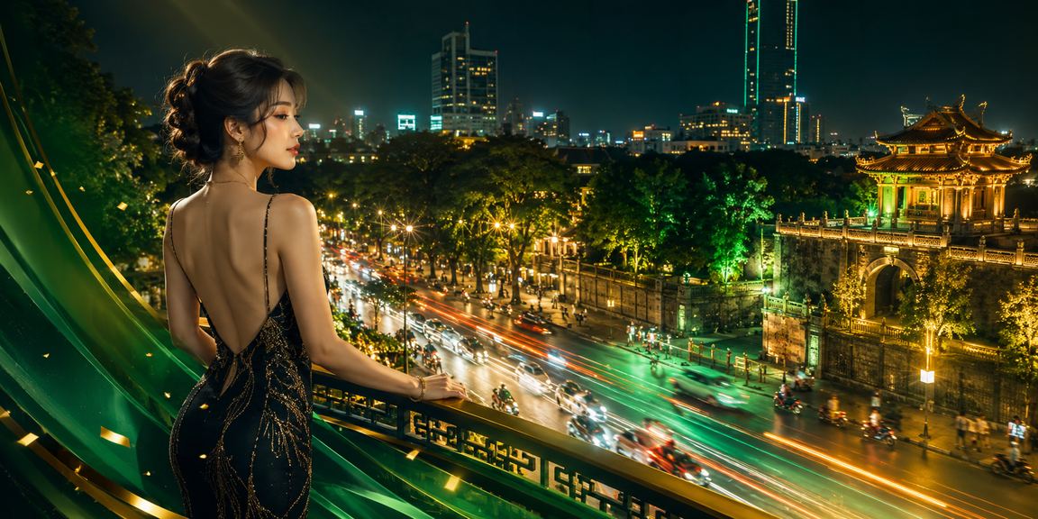 Ánh đèn neon Hà Nội về đêm phản chiếu không khí sôi động của sòng bài trực tuyến